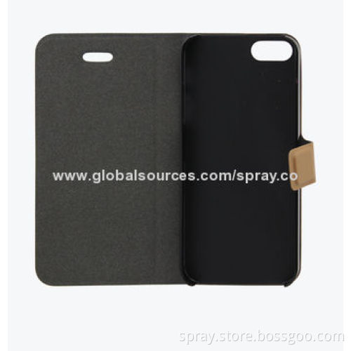 Slim Leather Book Covers/Wallets Design for iPhone 5S, Soft TPU Holder Inside